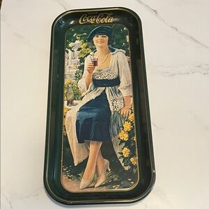 Coca-Cola Elegant Lady Tray with Blue and Yellow Accents